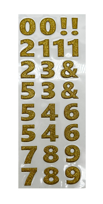 8 Sheets 208 PCS Number Stickers, Small Gold Glitter Number Sticker Self Adhesive for Gift Scrapbooks Greeting Cards Arts Craft Date (1in) (Gold Glitter)