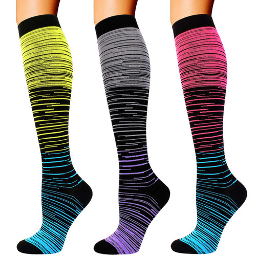 3 Pairs Compression Socks for Women Men 20-30mmhg Knee High Stocking for Sports Running Travel Nurses Pregnancy
