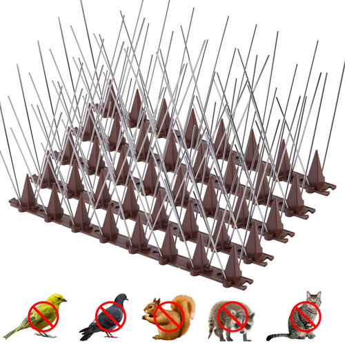 Bird Spikes, 5 Pack Bird Deterrent Spikes for Outdoor, Plastic Bird Spike for Small Bird Cat Squirrel, Pigeon Spikes for Fence Roof and Wall