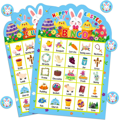 Easter Bingo Game for Kids 26 Players Easter Bingo Cards for Adults Family Toddlers Easter Bingo Game for Easter Party School Classroom Family Activities Happy Easter Party Favor Supplies