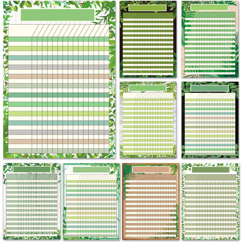 9 PCS Greenery Classroom Charts Simply Boho Classroom Incentive Chart Homework Data Charts Reward Chores Chart for Kids Behavior Learning Classroom School Attendance Homework Progress Tracking Pads