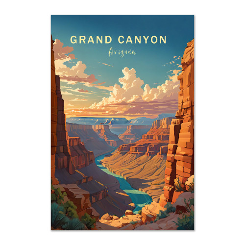 Grand Canyon Arizona Canvas Print - National Parks Wall Poster, Travel Poster, Abstract Nature Landscape Wall Art Pictures for Bedroom Office Living Room (8x12in,Unframed)