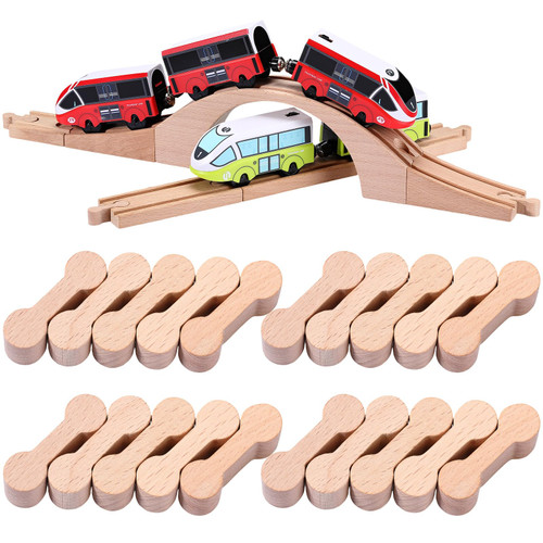30 Pcs Wooden Dog Bone Track Connector Wood Train Track Adapter Connector Pieces Toys Train Track Accessories Set for Teens to Compatible with Wood Railway Track