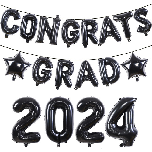 18 PCS Black Congrats Grad Balloons Class of 2024 Graduation Foil Balloon Banners 16 Inch Congrats Grad Party Balloon for Class of 2024 Graduation Party Decorations 18 PCS Black Congrats Grad Balloons Class of 2024 Graduation Foil Balloon Banners 16 Inch Congrats Grad Party Balloon for Class of 2024 Graduation Party Decorations