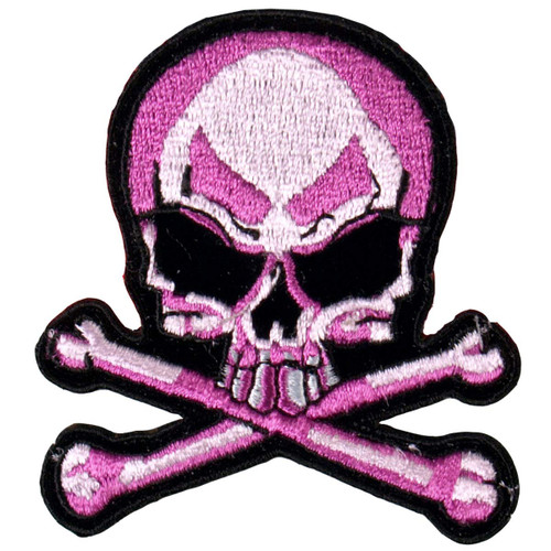 Skull And Crossbones Patch (3" Width x 3" Height), Pink