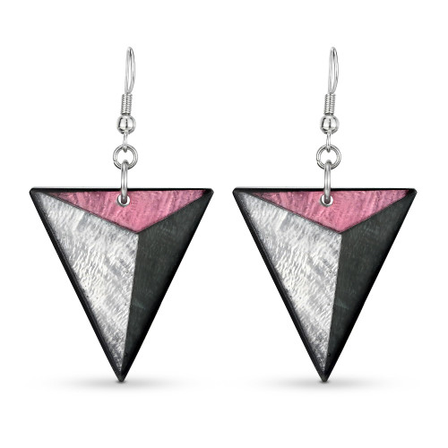 Triangle Gray Capiz Shell Drop Dangle Sterling Silver Earrings | Sterling Silver Dangle Earrings | Vintage Earrings for Women | Triangle Capiz Shell Dangle Earring