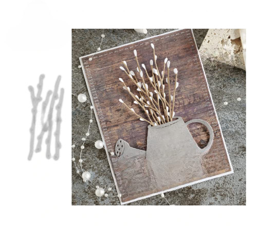 Pussy Willows Branches Metal Cutting Dies Scrapbooking Die Cut Card Making Craft
