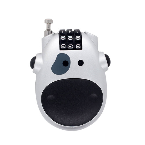 3 Digit Code Lock, Lovely Cow Shape Design Stroller Lock Combination Lock Pushchair Bicycle Stroller Password Security Coded Lock for Locking Pram Baggage Helmet Backpack Cabinet (White Cow)