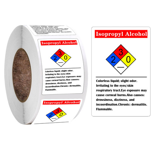 Isopropyl Alcohol Chemical NFPA Labels Hazard Labels 2 x 3 Inch Warning Sticker Chemical Vinyl Label 250 Pcs