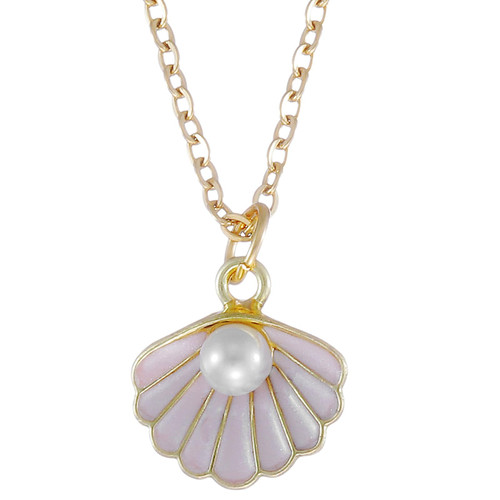 Seashell Necklace Beach Lover Gifts for Women Birthday Beachy Jewelry Pink Shell Pendant Necklace