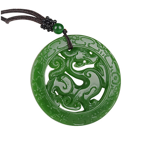 Dragon Green Carving Pendant Hollow Pendant Jade Jade Hollow Dragon Necklaces & Pendants S Necklace for Women, One Size
