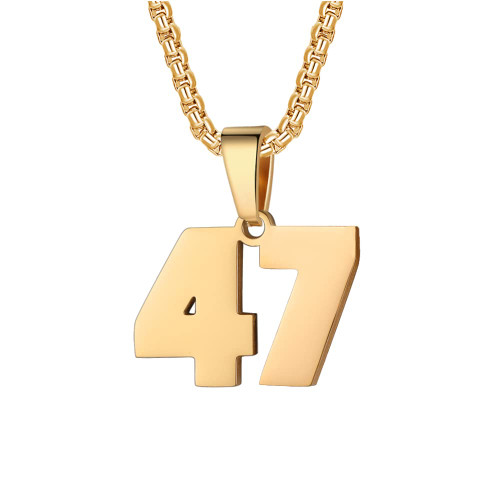 Number Necklace for Boy Gold Plated Stainless Steel Athletes Jersey 00-99 Number Chain Personalized Charm Pendant Inspirational Jewelry Gift for Men Basketball Baseball Football(47) Number Necklace for Boy Gold Plated Stainless Steel Athletes Jersey 00-99 Number Chain Personalized Charm Pendant Inspirational Jewelry Gift for Men Basketball Baseball Football(47)