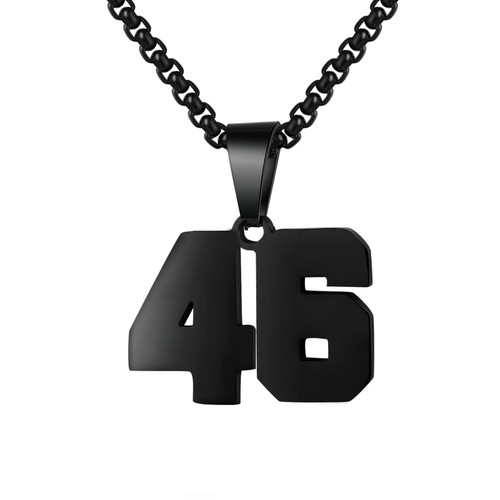 Number Necklace for Boy Black Athletes Number Stainless Steel Chain 00-99 Number Charm Pendant Personalized Sports Jewelry for Men Basketball Baseball Football(46) Number Necklace for Boy Black Athletes Number Stainless Steel Chain 00-99 Number Charm Pendant Personalized Sports Jewelry for Men Basketball Baseball Football(46)