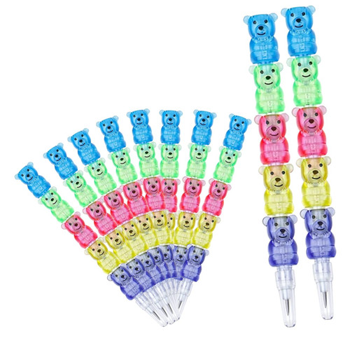 15pcs Bear Building Block Pencil Mechanical Pencils for Kids 5 in 1 Bear Stackable Pencil Colored Pencils Kids Writing Pencils Cute Pencils Students Write Child Plastic Bulk