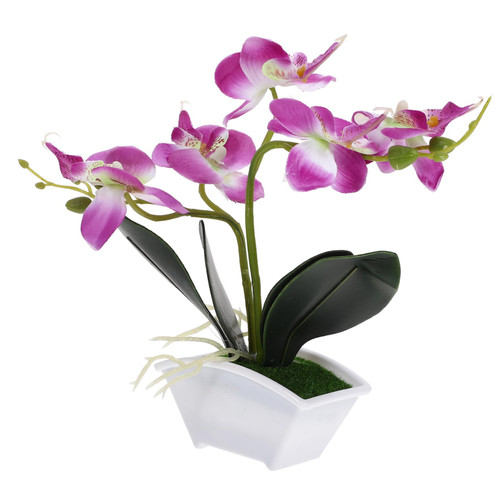 Bonsai Decor Fake Flowers Orchid Flower centerpieces for Tables Faux Plants Fake Plant in Pot Artificial Potted Plants Dining Table Purple Artificial Flowers Silk Flower