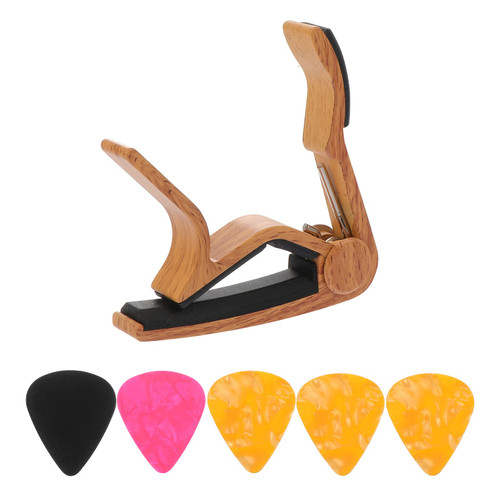 Guitar Capo Guitar Accessories Kit Guitar Picks Thin Acoustic Guitar Tuner Ukulele Tuner Ukulele Pick Ukulele Clip on Tuner Bass Guitar Folk Capo Suite Aluminum Alloy Metal