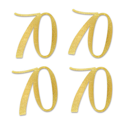 Gold Glitter 70 Cut-Out Numbers, 70th Birthday Party Anniversary Decorations DIY Essentials