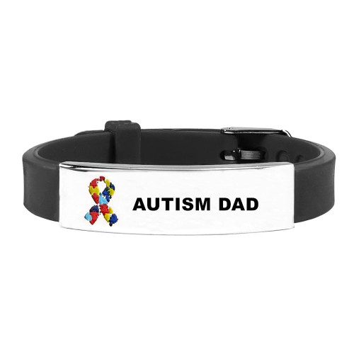 Autism Mom and Dad Bracelet for Unisex,Autism Awareness Bracelets Adjust Silicone Rainbow Ribbon Wristbands Autism Awareness Support Bracelet Autistic Bracelets for Fundraising & Awareness