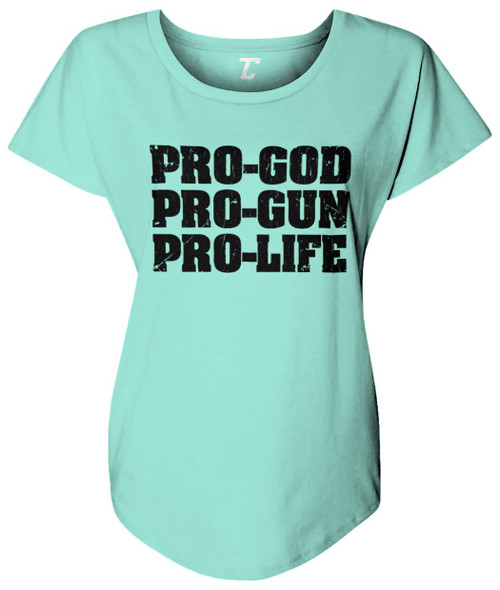 Pro-God Pro-Gun Pro-Life - Conservative Women's Dolman (Teal, Medium)