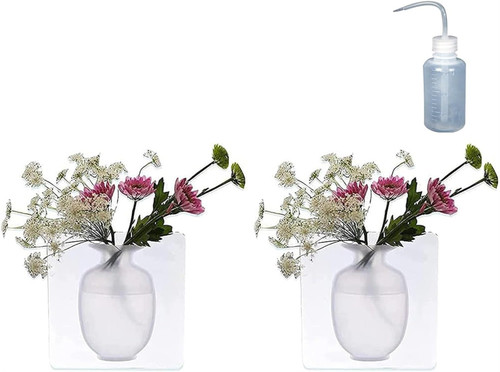 Silicone Window Vase Traceless Wall Vase Magic Rubber Silicone Sticky Vase Wall Hang Flowers Wall Stickers Pot Home Decor Hydroponic Plant (Color : 2PCS White)