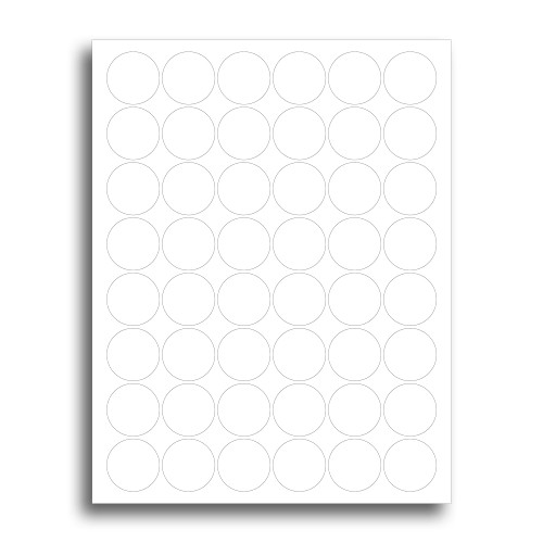 White Adhesive 1.25" Round Labels - 25 Sheets / 1200 Stickers - White Matte Finish Printable Round Labels Sheets for Inkjet/Laser Printers