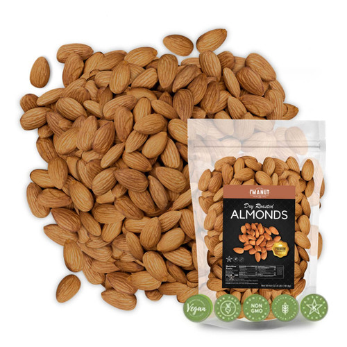Dry Roasted Almonds Sea Salted 16 oz (1 lb) Batch Tested Gluten & Peanut Free | No Oil | Whole | No PPO | Non-GMO | No Herbicide | Healthy Protein Boost | Premium Quality | Try the difference!!