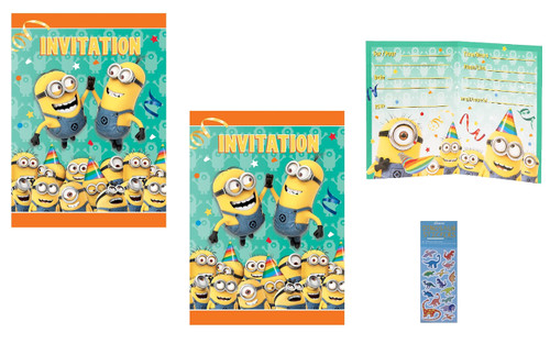 Despicable Me Birthday Party Supplies Bundle Pack includes Party Invitations with Envelopes - 16 Count