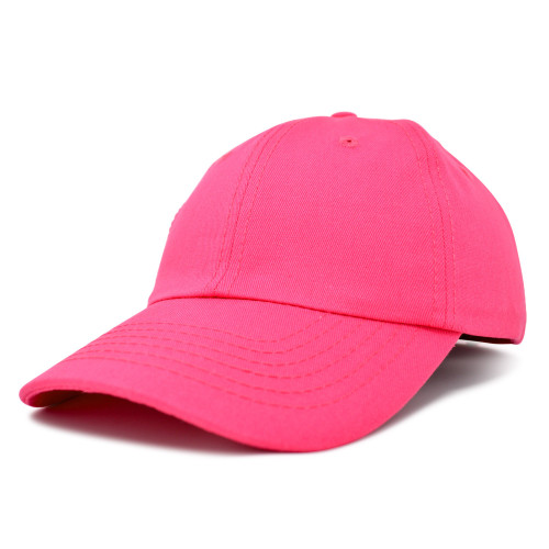 Baseball Cap Dad Hat Plain Men Women Cotton Adjustable Blank in Hot Pink