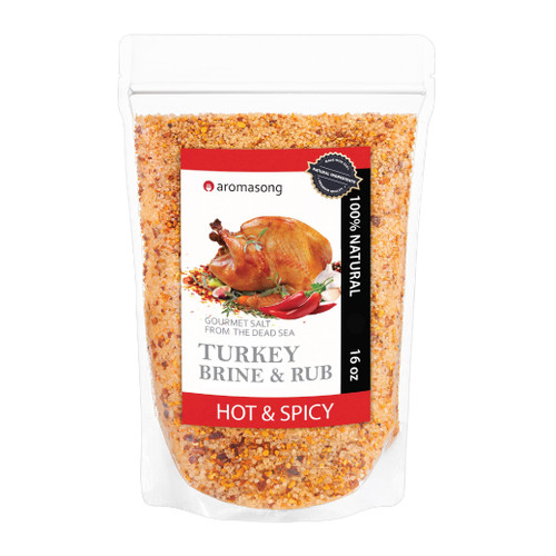 Turkey Brine, Hot & Spicy, For Wet & Dry Brining, 1 Lb. 100% Natural, Gourmet Sea Salt Poultry Seasoning, for Roasting, Grilling, & Smoking for Brisket, Chicken, Pork & Beef. (1 LB)