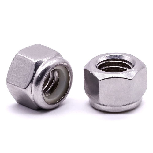 9/16"-12 Nylon Insert Hex Lock Nuts, Allen Hex Drive, 304 Stainless Steel 18-8, Full Thread, Coarse Thread UNC, Pack of 10