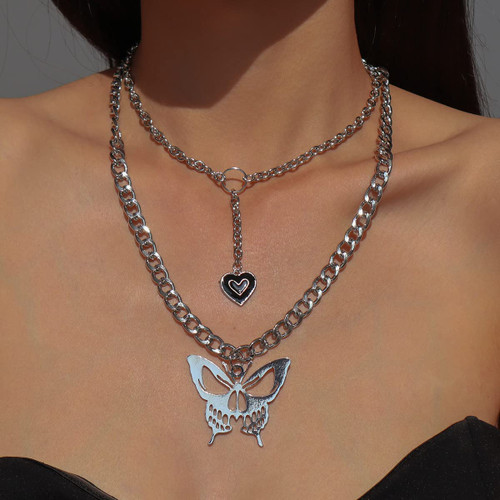 Big Butterfly Necklace Dainty Layered Necklace Cuban Chain Necklace Y Shaped Necklace Curb Link Chain Choker Necklace with Circle Love Heart Pendant Necklace for Women Girls(Black) Big Butterfly Necklace Dainty Layered Necklace Cuban Chain Necklace Y Shaped Necklace Curb Link Chain Choker Necklace with Circle Love Heart Pendant Necklace for Women Girls(Black)