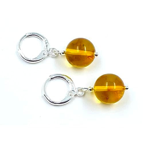 Baltic Amber Earrings For Women Sterling Silver - Amber Drop Earrings (Honey)
