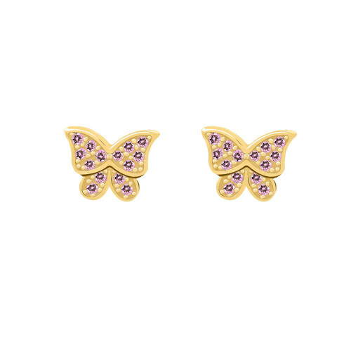 Pink CZ Butterfly Tiny Stud Earrings for Women Teen Girls Cartilage 925 Sterling Silver Crystal Hypoallergenic Pierced Studs Earring Dainty Jewelry Gifts (Gold) Pink CZ Butterfly Tiny Stud Earrings for Women Teen Girls Cartilage 925 Sterling Silver Crystal Hypoallergenic Pierced Studs Earring Dainty Jewelry Gifts (Gold)