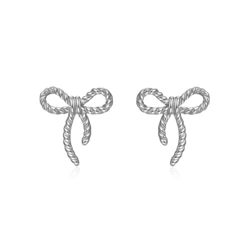 Tiny Bow Stud Earrings for Women Girls 925 Sterling Silver Minimalist Bow Knot Cartilage Earrings Piercing Studs Christmas Holiday Earrings Jewelry Gifts (Silver)