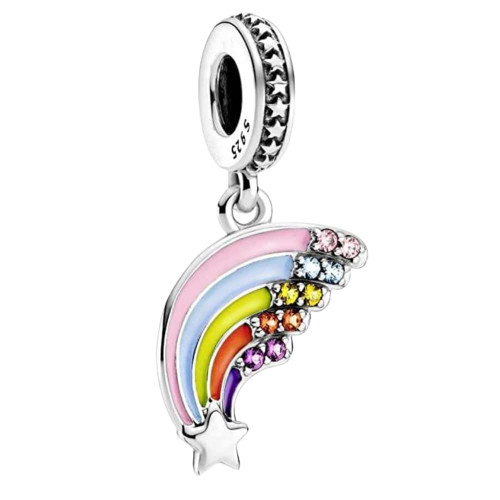 Colourful Rainbow Dangle Charm 925 Sterling Silver Pendant,Girl Jewelry Beads Gifts for Women Bracelet&Necklace A0231