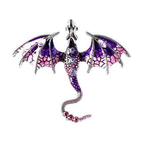 Dragon Brooch Pin Vintage Punk Zirconia Dragon Animal Lapel Pin Enamel Domineering Wyvern Brooches for Women Men Christmas Gift Jacket Hat Decoration