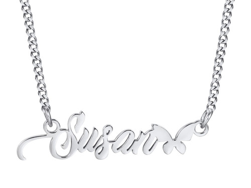 Personalized Name Necklace for Women, Custom Name Necklaces, Silver Stainless Steel Girls Butterfly Nameplate Pendant Necklace, Gift for Mother Girlfriend, Anniversary Mother's Day Gift Personalized Name Necklace for Women, Custom Name Necklaces, Silver Stainless Steel Girls Butterfly Nameplate Pendant Necklace, Gift for Mother Girlfriend, Anniversary Mother's Day Gift
