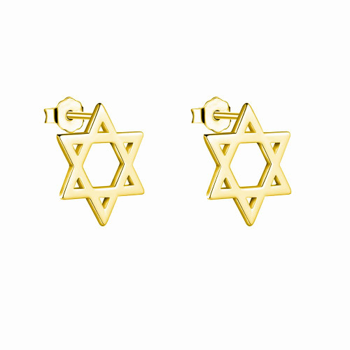 Stainless Steel Star of David Stud Earrings Jewish Earrings (gold)