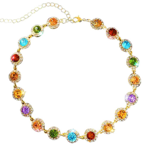 Colorful Crystal Choker Necklace Sparkly Rhinestone Chokers Necklaces Gold Chain Necklace Party Prom Neck Jewelry for Women and Girls Colorful Crystal Choker Necklace Sparkly Rhinestone Chokers Necklaces Gold Chain Necklace Party Prom Neck Jewelry for Women and Girls