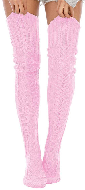 Women's Cable Knitted Thigh High Boot Socks Extra Long Winter Stockings Over Knee Leg Warmers