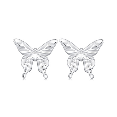 Simple Butterfly Stud Earrings for Women Girls 925 Sterling Silver Minimalist Butterfly Earrings Insect Cartilage Earrings Studs Post Wedding Earrings Chic Ear Jewelry