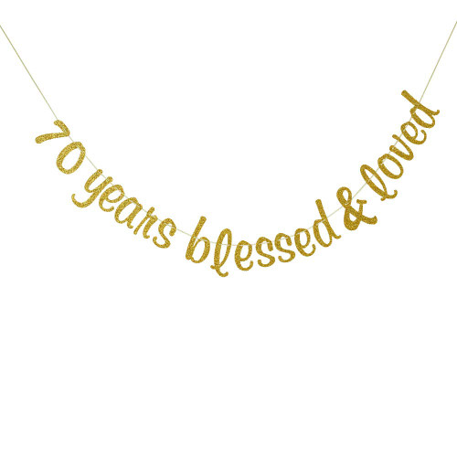 70 Years Blessed & Loved Bunting Banner - 70th Anniversary Birthday Wedding Party Decorations - Gold Glitter 70 Years Blessed & Loved Bunting Banner - 70th Anniversary Birthday Wedding Party Decorations - Gold Glitter