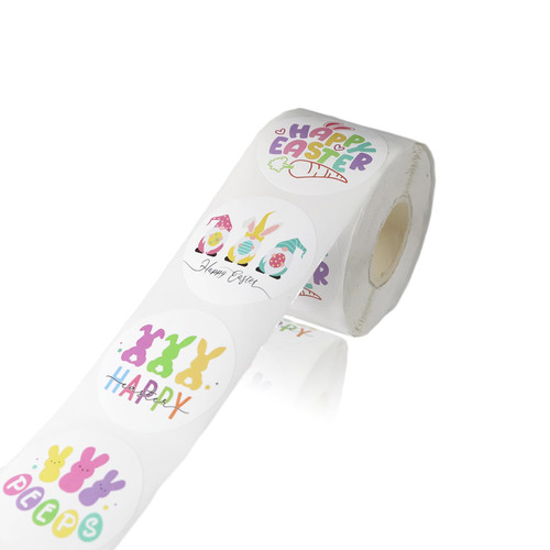 500 PCS Easter Bunny Stickers Roll,1.5 Inch Bunny Sticker for Small Business Easter Rabbit Round Labels Stickers for Gift Packing