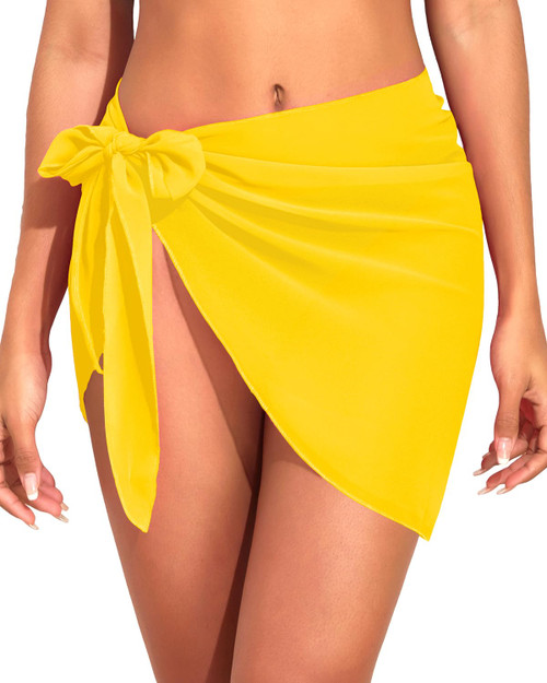 Sarong Cover Up Wrap Skirt Bathing Suit Sheer Swimsuit Sarong for Beach Chiffon Coverup Yellow