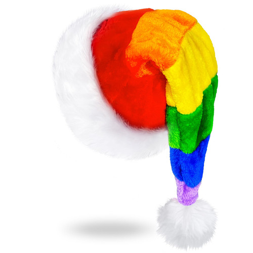 Christmas Hat Santa Hat for Adults Christmas Hat Xmas Holiday Hat Christmas Party Supplies (Rainbow)