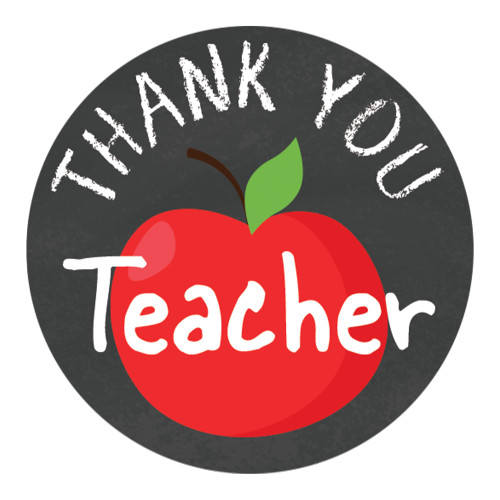 Thank You Teacher Round Stickers - Teacher Appreciation - 40 Labels