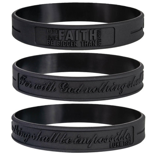 Power of Faith LUKE 1:37 For with God Nothing shall be Impossible - Inspirational Bible Verses Silicone Bracelets - Let Faith Bigger Than Fear - Religious Motivational Gifts for Men Women (Unisex)