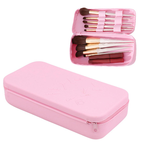 Silicone Makeup Brush Bag Waterproof Travel Makeup Bag,Makeup Brushes Cosmetic Bag Makeup Brushes Case Organizer Portable Cosmetic Brush Bag for Travel,Pink