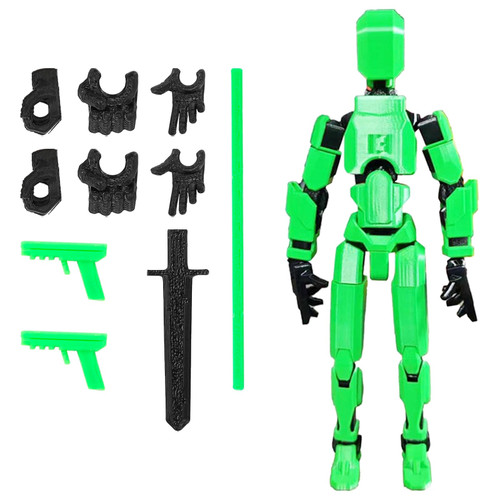 1 Pieces T13 Action Figure 3D Printed Robot Action Figures Multi-Jointed Movable Robot Toys Articulated Robot Dummy Action Figures for Game Lovers (Green)