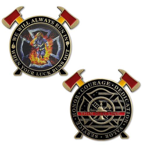 Firefighter Challenge Coin Thin Red Line Maltese Cross Firemen Challenge Coin